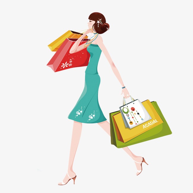Hình ảnh phụ nữ đi mua sắm shopping  PNG